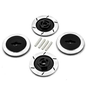 Imagem de Chanjorlin 1/10 RC Aluminum 12mm Hex Drift Wheels Hub Rim Brake Disc Decoration Upgrade Parts for 1:10 On Road Rally Touring Racing Street Car Truck Tires Traxxas Tamiya HSP HPI Redcat 4PCS (Black)