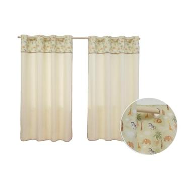 Imagem de Cortina para Quarto Menino Menina 2,00M x 1,40M Decorativa Alegre Ótimo Acabamento e Barato (SAFARI PALHA)