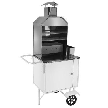 Imagem de Carrinho De Churrasco Cefaz Simples Branco Rodas Maciças Bs01m
