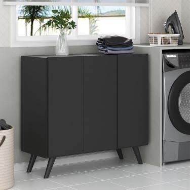 Imagem de Armário Lavanderia Retrô Com 3 Portas 90 Cm Mp5033 Preto