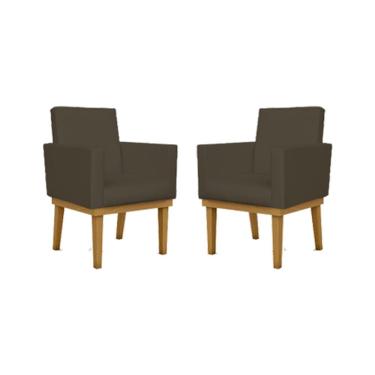 Imagem de Kit 02 Cadeiras Escritório Reforçadas Courino Cor marrom