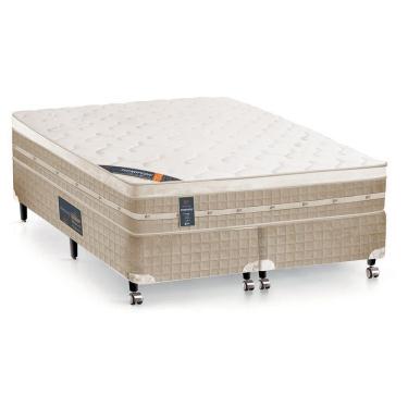 Imagem de Cama Box King Size Castor Premium Com Mola Tecnopedic 69x193x203 Branco Com Bege