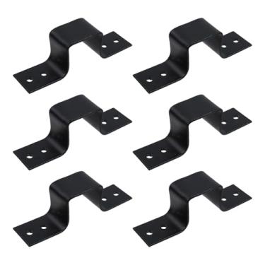 Imagem de Chinflly Braçadeira de alça de tubo quadrado, clipes de tira de tubo em forma de U de 1,2 x 1,2 polegadas Suporte de braçadeira de metal para tubos de água Poste de cerca de deck de madeira, preto