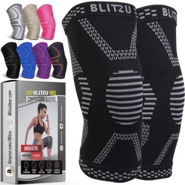 Imagem de Joelheira BLITZU Compression para mulheres e homens, pacote com 2 unid