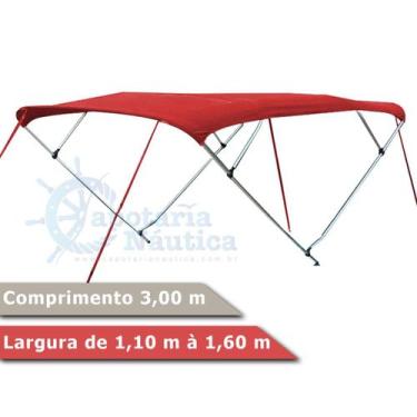 Imagem de Capota Toldo Nautico 4 Arcos 3m Comprimento P/ Lanchas, Barcos de Alum