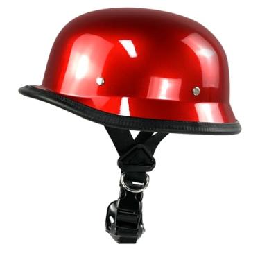 Imagem de SanQing Capacete De Motocicleta Estilo Alemão, Aberto Para Adultos, Aprovado Pela Dot, Scooter Cruiser Cool (Vermelho, Extragrande)