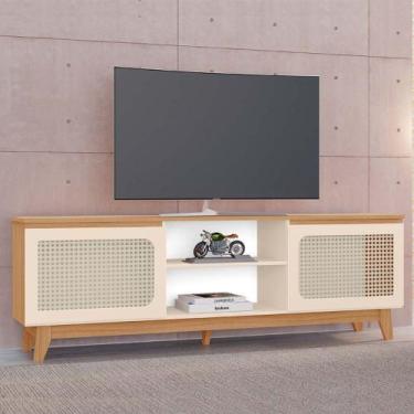 Imagem de Rack Suellen 100% MDF Tuboarte 2 Portas 1 Nicho e Pés Estilo Retrô, Fr