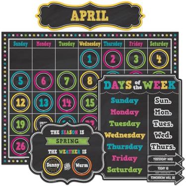 Imagem de Teacher Created Resources Quadro negro Brights Conjunto de quadro de avisos de calendário, 84/conjunto (TCR5615)