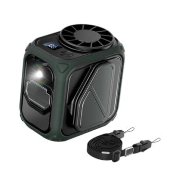 Imagem de Bothyi Ventilador de cintura para uso externo Mini ventilador pessoal silencioso mãos-livres vestível com 5 velocidades com clipe de cinto para acampamento, Verde