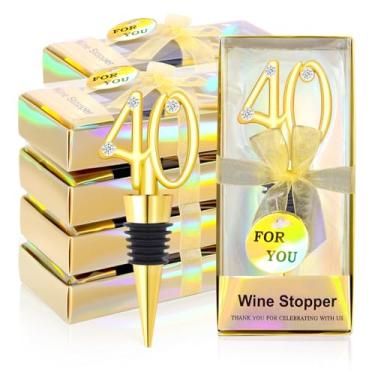 Imagem de 30 peças de rolha de vinho de 40º aniversário de 40 anos de casamento, lembrancinhas de vinho, lembrancinhas de festa de 40 anos para convidados, caixa de presente para decorações de aniversário de