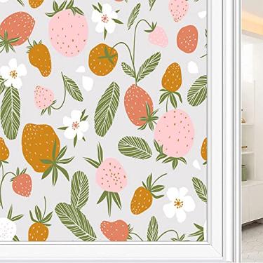 Imagem de Película de janela de privacidade de flores, textura de estilo floral, filme de vidro para sala de estar e escritório em casa, L90 x C 190 cm