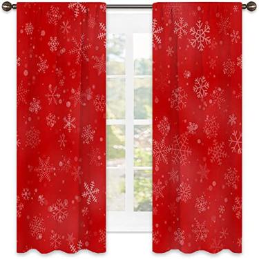 Imagem de Cortinas blackout para quarto de Natal, estampa de estilo natalino, cortinas blackout com absorção de som para sala de jantar/decoração de festa, L 182 x C 182 cm