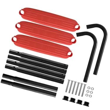 Imagem de menolana Escada de trampolim infantil com 3 degraus 40,5 x 13,8 polegadas Montagem simples para trampolins redondos retangulares Kit faça você mesmo resistente, Laranja