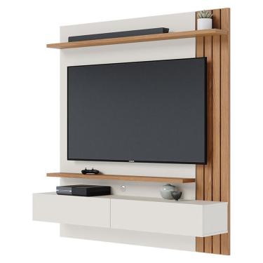 Imagem de Home Suspenso Juriti 1.5 Ripado Off White Matte/freijó Para Tv Até 65” - Colibri Off White Matte/freijó