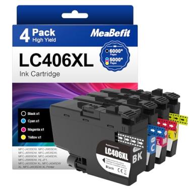 Imagem de MeaBefit Cartuchos de tinta LC406XL LC406 XL de alto rendimento para Brother LC 406XL LC406 XL compatível com impressoras MFC-J4335DW MFC-J5855DW MFC-J6555DW MFC-J4535DW (pacote com 4)
