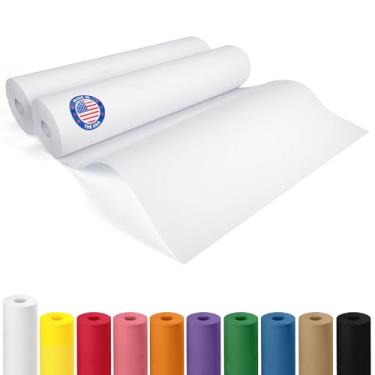 Imagem de IDL Packaging Rolo de papel kraft branco de 30,5 m x 30,048 cm, pacote com 2 - Papel artesanal de qualidade feito nos EUA para embrulho de presente, artes e artesanato infantil, projetos escolares