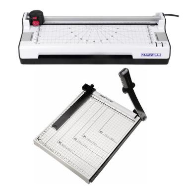 Imagem de Kit Plastificadora 3X1 A4 + Guilhotina Cortadora Trava Kp11