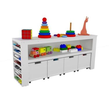 Imagem de Organizador Com Baús Porta Livros E Carrinhos Ajax 100% Mdf