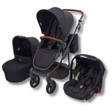 Imagem de Kit Carrinho Moisés COMO 4 com Bebê Conforto + Bolsa Woven Black - ABC Design