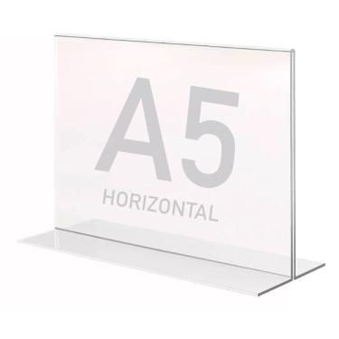 Imagem de Display Expositor T A5 15x21cm Horizontal Acrílico Ps Balcão