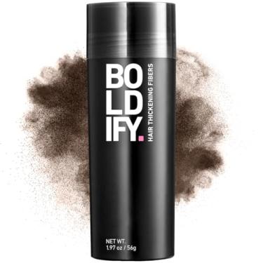 Imagem de BOLDIFY Fibras de cabelo (56 g) - Preencha o cabelo fino e fino para um visual instantaneamente mais volumoso e mais espesso - 14 tons para mulheres e homens - marrom acinzentado