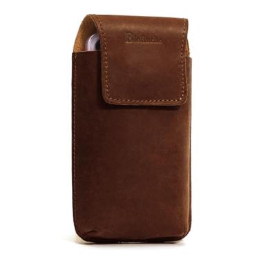 Imagem de Blofinche Coldre de telefone de couro genuíno para Galaxy S25 S24/S23/S21 FE 16/15/14/13/12 Pro Max & Plus - Clipe de cinto e fecho magnético (café)