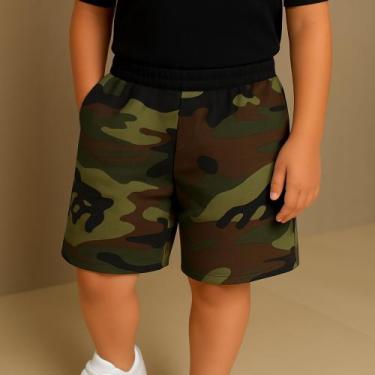 Imagem de Bermuda de Moletom Infantil Masculina Moletom Leve Confortável Escolar