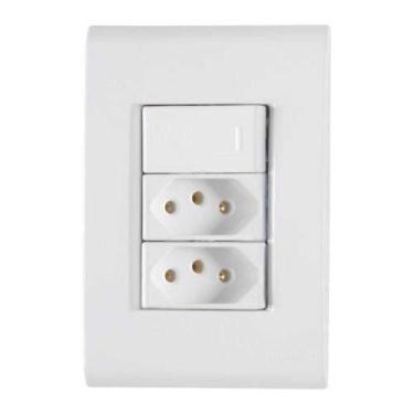 Imagem de Conjunto Interruptor Simples + 2 Tomadas 20a - Linha Liz - Tramontina