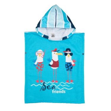 Imagem de Roupão Poncho Animado com Capuz - Fofotinhos, Gaivota azul m133, Único