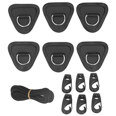 Imagem de 6pcs PVC D Ring Patch Rane elástico Conjunto, aço inoxidável D Patch de bungee de bungee para barcos infláveis ​​canoas caiaques Surfboards Paddle vertical Padrões (preto)