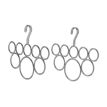 Imagem de ＫＬＫＣＭＳ Organizador de cabide para cachecol, 2 peças, suporte para pendurar guarda-roupa, organizador com 8 argolas para pashminas