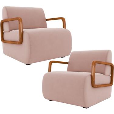 Imagem de Kit 02 Poltronas Decorativa Orgânica Bruxelas K01 Veludo Rosê - Lyam Decor