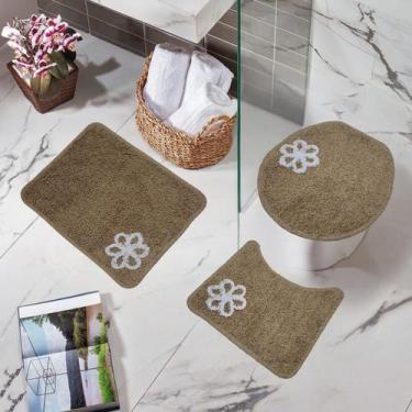 Imagem de Jogo banheiro belo cotton flower 3 pçs - MIRIAM, bege