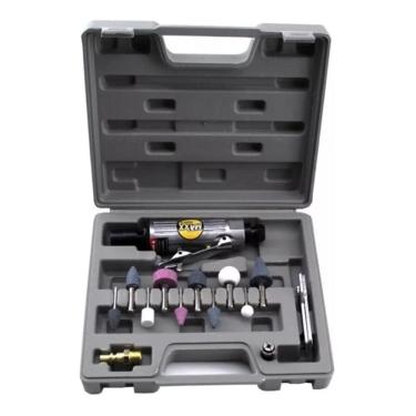 Imagem de Kit Mini Retifica Pneumatica Lixadeira Politriz Esmerilhadeira Com Acessorios Kit Completo E Maleta
