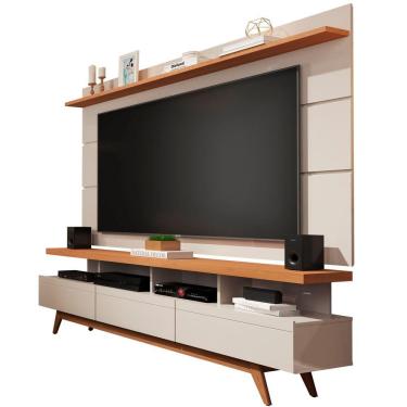 Imagem de Rack Com Painel 1.80 TV Até 72 Retrô Pés Madeira Gavetas Nichos Prateleira Vivare Wood