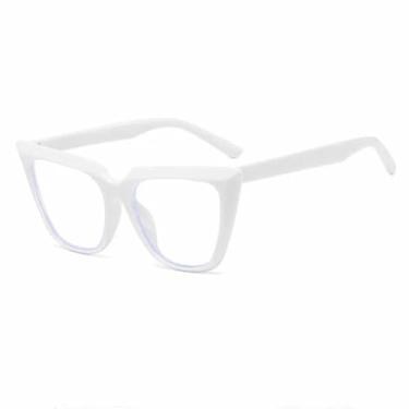 Imagem de Óculos de sol estilo gatinho, armação estilo gatinho, óculos de sol feminino retrô, UV400 (branco transparente)