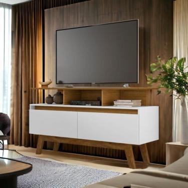 Imagem de Rack Com Gavetas Rubi 1,2 Cinamomo E Branco Bechara