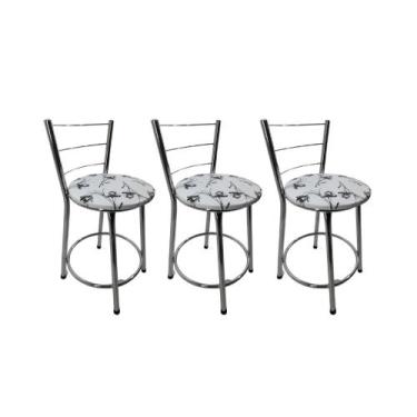Imagem de Kit 3 Banquetas Bancos Baixa Bistrô Balcão Cozinha Cromada - FortMix, 