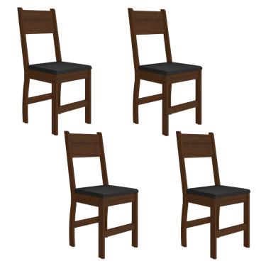 Imagem de Conjunto 4 Cadeiras Milano Poliman Móveis - Amendoa/Preto