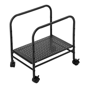 Imagem de Suporte de CPU, suporte de torre de PC, suporte de CPU ajustável, suporte de mesa para PC, carrinho de CPU móvel com rodas giratórias de bloqueio de 360° para escritório em casa (preto)