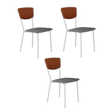 Imagem de Cadeira Vintage Retrô Fixa C-4 Pés 425 X 505 X 830 Mm C-4 Un. Pés Brancos. Cy.nev.pta-cn.cml Névoa Pta-cn.caramelo