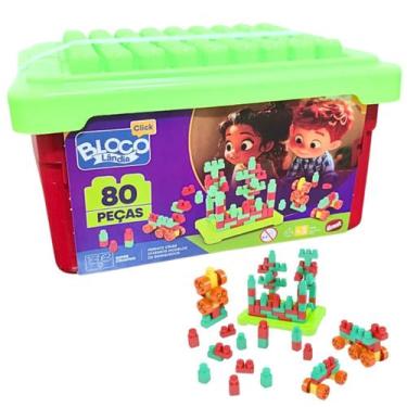 Imagem de Box Block Click Dismat Blocolândia 80 Peças Multicolorido XK118