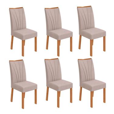 Imagem de Conjunto com 6 Cadeiras Apogeu Bouclé Bege e Amêndoa