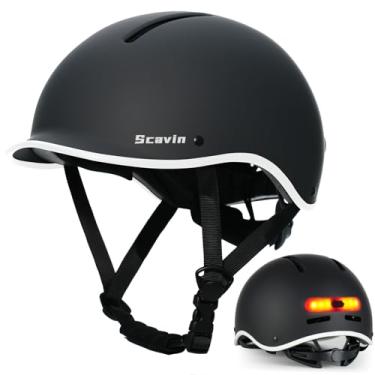 Imagem de Scavin Capacete de bicicleta para adulto: Capacete de bicicleta com interior de espuma EPS para homens e mulheres, capacete de ciclismo ajustável com luz LED certificado de segurança para deslocamento