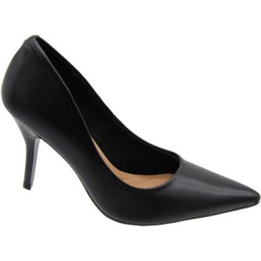 Imagem de Sapato Social Scarpin Beira Rio Salto Alto Bico Fino Feminino, Preto, 