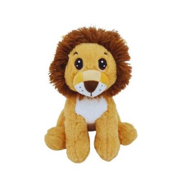 Imagem de Leão de Pelúcia Safari 30cm Fizzy Toys Macio e Fofo com Olhos Bordados