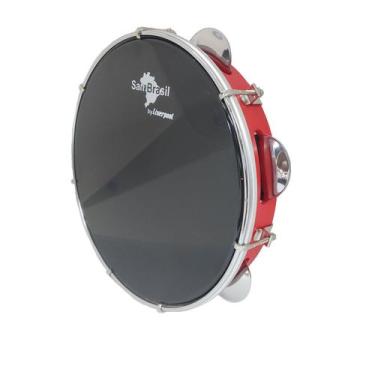 Imagem de Pandeiro Sambrasil Premium -10' Vermelho com Pele Preta - Liverpool