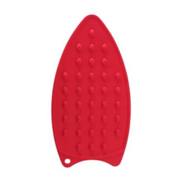 Imagem de Llazsybz Mini descanso de ferro para viagens e uso em quilting, fácil de usar, antiderrapante, com furo, suporte portátil para passar roupa, tapete resistente, Vermelho