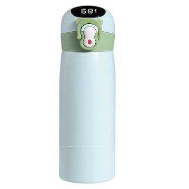 Imagem de Garrafa Térmica Infantil, Escolar Com Canudo e Trava, Anti-vazamento Garrafinha Inox Livre BPA (Verde)