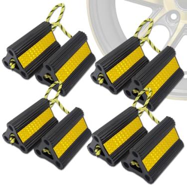 Imagem de Vacallity Calços de roda para trailer trailer carro, caminhão, calços de roda de borracha atualizados com corda fácil de usar, blocos de calço de viagem de acampamento imobilizadores de roda e calços